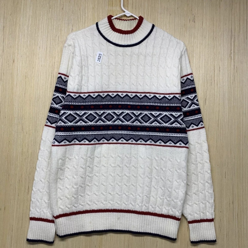Vintage Lord Jeff Sweater Adult Large White Long Sleeve Men's Pullover 80s